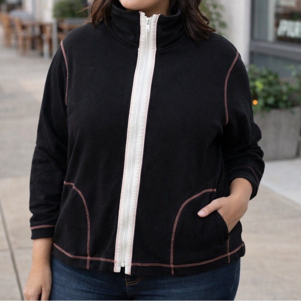 Sag Harbor Full Zip Mock Neck Jacket | Long Sleeve Sweatshirt | 1X